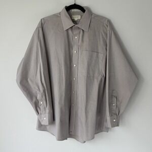 Hathaway Mens Dress Shirt 17.5 34 Cotton Blend Wrinkle Free Check Button USA